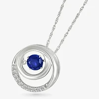 Womens Lab Created Blue Sapphire Sterling Silver Round 18 Inch Pendant Necklace