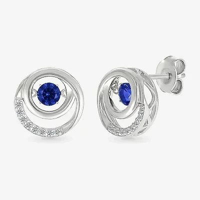 Lab Created Blue Sapphire Sterling Silver 13mm Round Stud Earrings