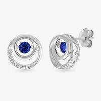 Lab Created Blue Sapphire Sterling Silver 13mm Round Stud Earrings