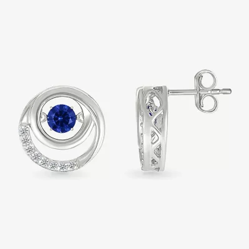 Lab Created Blue Sapphire Sterling Silver 13mm Round Stud Earrings