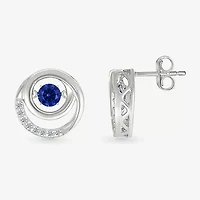 Lab Created Blue Sapphire Sterling Silver 13mm Round Stud Earrings