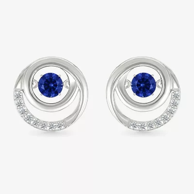 Lab Created Blue Sapphire Sterling Silver 13mm Round Stud Earrings