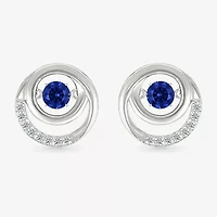 Lab Created Blue Sapphire Sterling Silver 13mm Round Stud Earrings