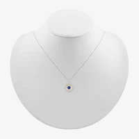 Womens 1/10 CT. T.W. Lab Created Blue Sapphire 10K Gold Sterling Silver Diamond 18 Inch Pendant Necklace