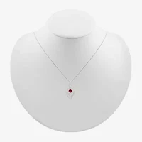 Womens Diamond Accent Lab Created Red Ruby Sterling Silver 18 Inch Pendant Necklace