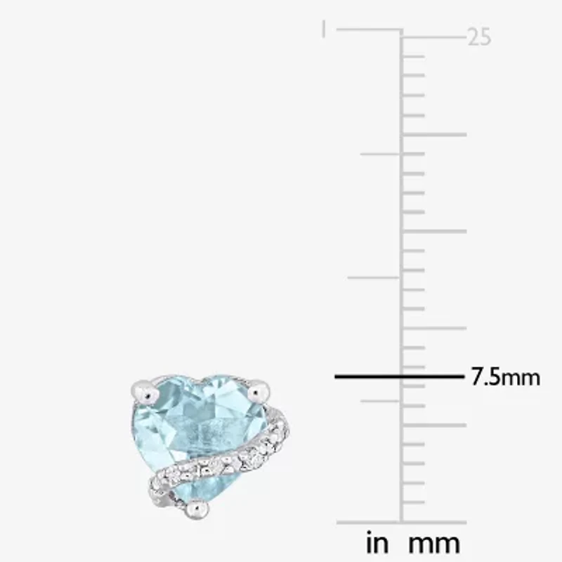 Diamond Accent Gemstone Sterling Silver 7.5mm Heart Stud Earrings