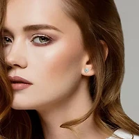 Diamond Accent Gemstone Sterling Silver 7.5mm Heart Stud Earrings