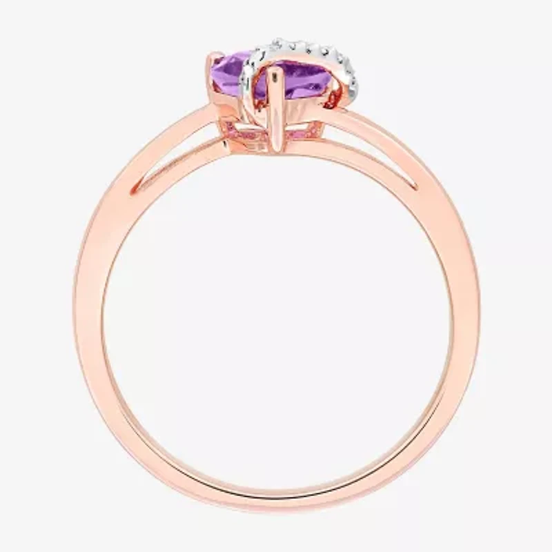 Womens Diamond Accent Gemstone Sterling Silver Heart Cocktail Ring