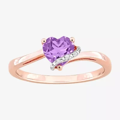 Womens Diamond Accent Gemstone Sterling Silver Heart Cocktail Ring