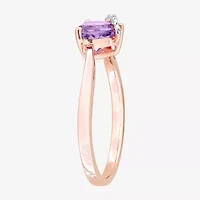 Womens Diamond Accent Gemstone Sterling Silver Heart Cocktail Ring