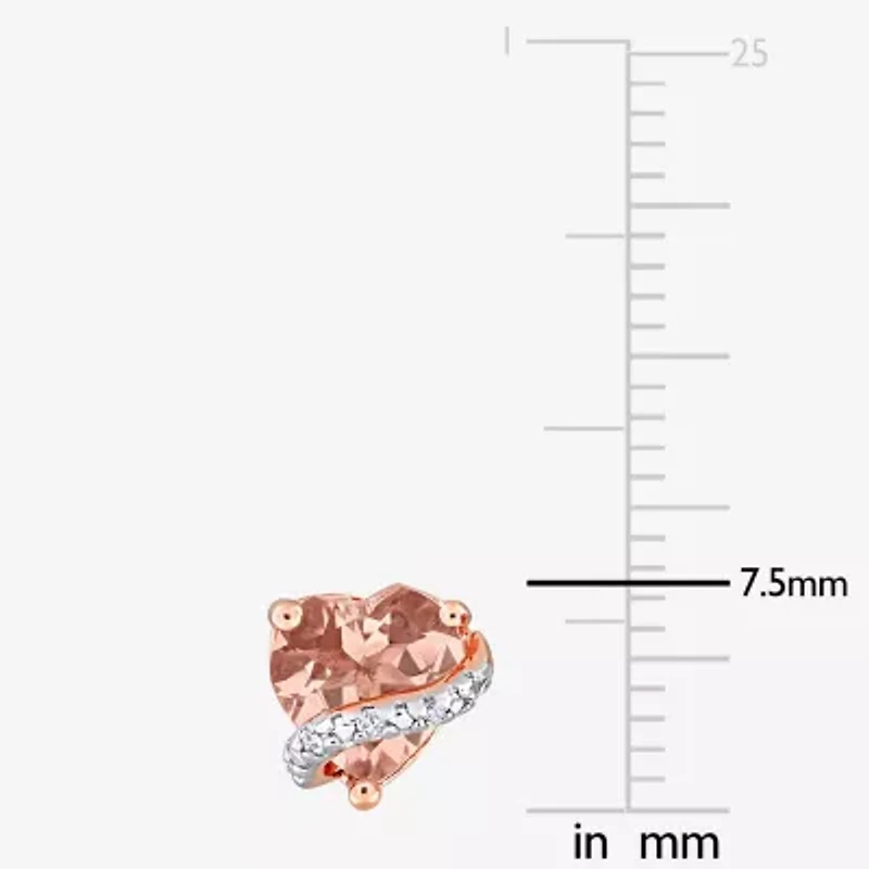 Diamond Accent Gemstone Sterling Silver 7.5mm Heart Stud Earrings