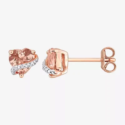 Diamond Accent Gemstone Sterling Silver 7.5mm Heart Stud Earrings