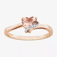 Womens Diamond Accent Gemstone Sterling Silver Heart Cocktail Ring