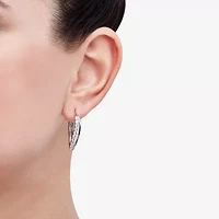 Diamonart Womens Cubic Zirconia Sterling Silver 25.5mm Hoop Earrings