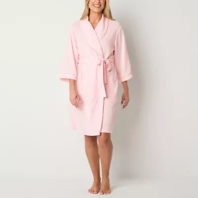 Liz Claiborne Womens Waffle 3/4 Sleeve Knee Length Robe