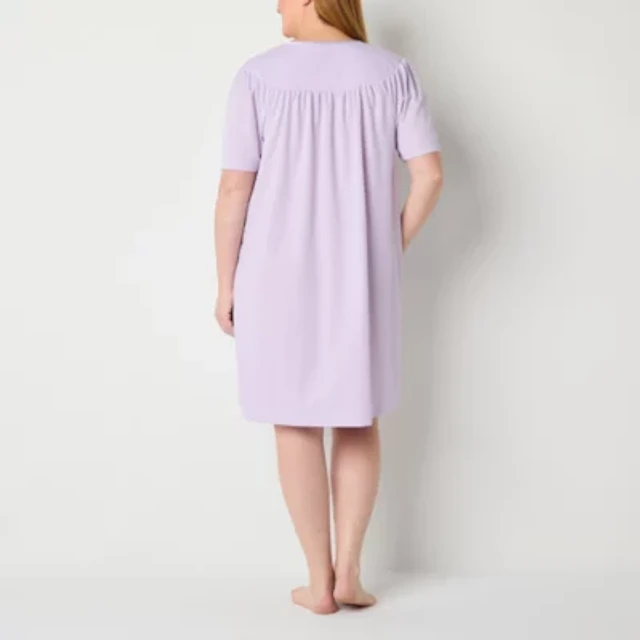 Adonna Womens Plus Waffle Short Sleeve Long Length Robe Hawthorn