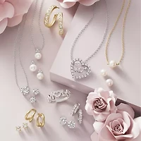 Yes, Please! "Mom" Womens Lab Created White Sapphire Sterling Silver Heart Band