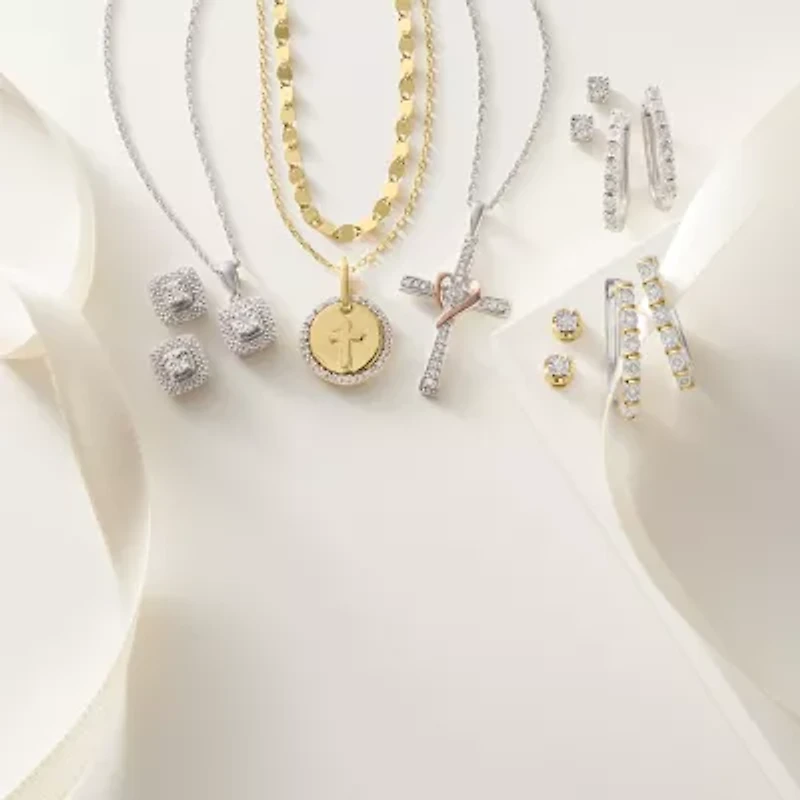 Yes, Please! Womens 1/10 CT. T.W. Natural White Diamond 14K Gold Over Silver Sterling Silver Round 2 Pair Earring Set