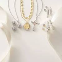 Yes, Please! Womens 1/10 CT. T.W. Natural White Diamond 14K Two Tone Gold Over Silver Sterling Silver Cross 18 Inch Pendant Necklace