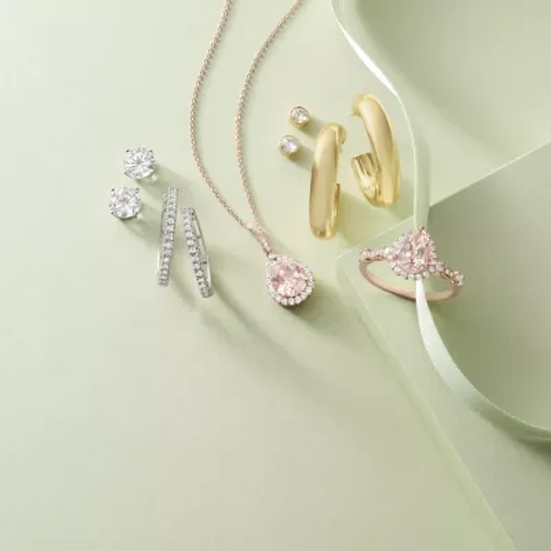 Yes, Please! Womens Lab Created White Sapphire Sterling Silver 2 Pair Earring Set