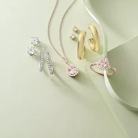 Yes, Please! Womens Lab Created White Sapphire Sterling Silver 2 Pair Earring Set