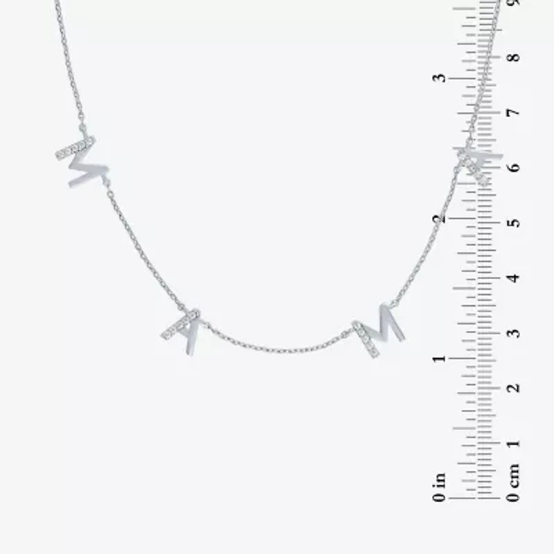 "Mama" (G-H / I1-I2) Womens 1/10 CT. T.W. Lab Grown White Diamond Sterling Silver 18 Inch Pendant Necklace