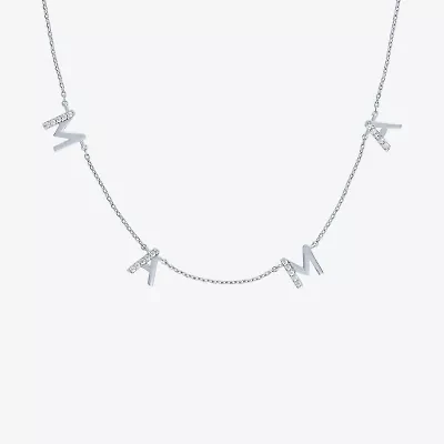 "Mama" (G-H / I1-I2) Womens 1/10 CT. T.W. Lab Grown White Diamond Sterling Silver 18 Inch Pendant Necklace