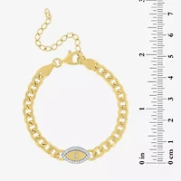 Diamond Addiction (G-H / I1-I2) Womens 14K Gold Over Silver 8 Inch Curb Evil Eye Chain Bracelet