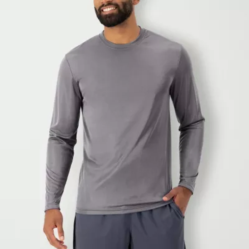 Hanes Cool Dri Mens Crew Neck Long Sleeve Active T-Shirt