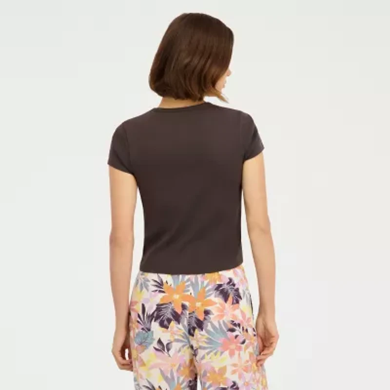 VOLCOM Womens Juniors Short Sleeve Regular Fit Graphic T-Shirt