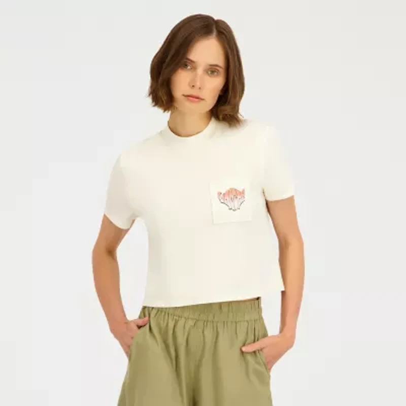 VOLCOM Womens Crew Neck Short Sleeve Graphic T-Shirt