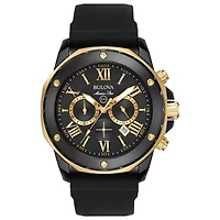 Bulova Marine Star Mens Chronograph Black Strap Watch 98b278
