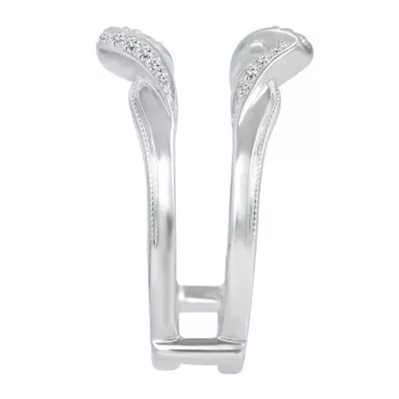 Womens 1/6 CT. T.W. Genuine White Diamond 14K White Gold Wedding Ring Guard