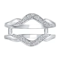 Womens 1/6 CT. T.W. Genuine White Diamond 14K White Gold Wedding Ring Guard