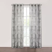 Fieldcrest Arden Tossed Bouquet Cotton Grommet Top Sheer Single Curtain Panel