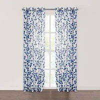 Fieldcrest Arden Botanical Leaf Cotton Grommet Top Sheer Single Curtain Panel