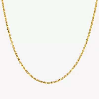 Sterling Silver or Gold Over 18 - 24 Inch Solid Rope Chain Necklace