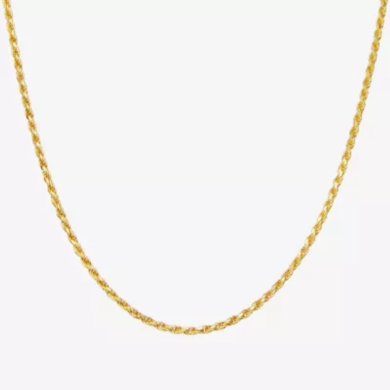 Sterling Silver or Gold Over 18 - 24 Inch Solid Rope Chain Necklace