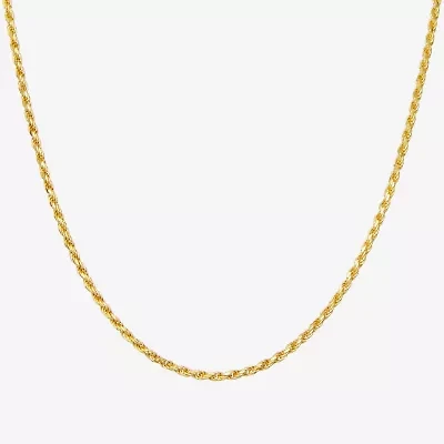 Sterling Silver or Gold Over 18 - 24 Inch Solid Rope Chain Necklace