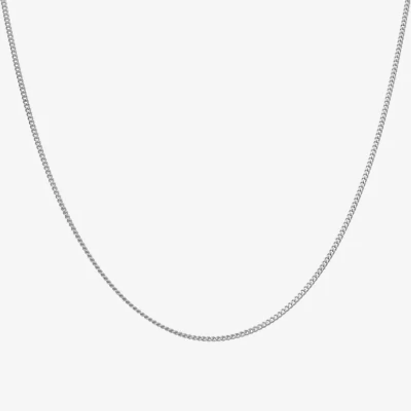 Womens Sterling Silver 18 Inch Curb Chain Necklace