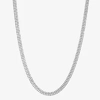 Womens Sterling Silver 18 Inch Cuban Chain Necklace