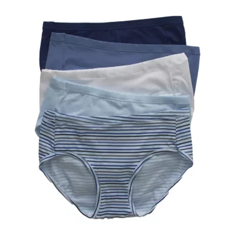 Hanes Cotton Stretch With Comfort Soft Womens 5 Pack Cooling Multi-Pack Hipster Panty 41w5cs