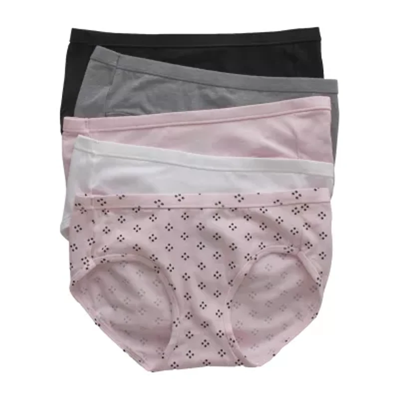 Hanes Cotton Stretch With Comfort Soft Womens 5 Pack Cooling Multi-Pack Hipster Panty 41w5cs