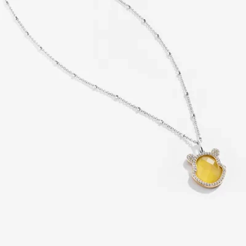 Disney Jewels Collection Womens 1/6 CT. Genuine Yellow Chalcedony 14K Gold Over Silver 18 Inch Pendant Necklace