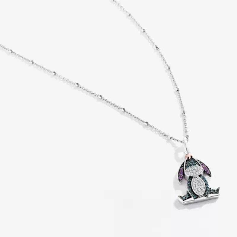 Disney Jewels Collection Womens 1/5 CT.  Natural Blue Diamond 14K Gold Over Silver 18 Inch Pendant Necklace