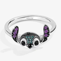 Disney Jewels Collection Womens 1/10 CT. Natural Blue Diamond Sterling Silver Lilo & Stitch Cocktail Ring