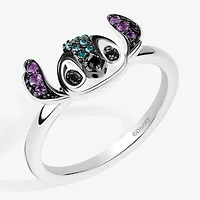 Disney Jewels Collection Womens 1/10 CT. Natural Blue Diamond Sterling Silver Lilo & Stitch Cocktail Ring