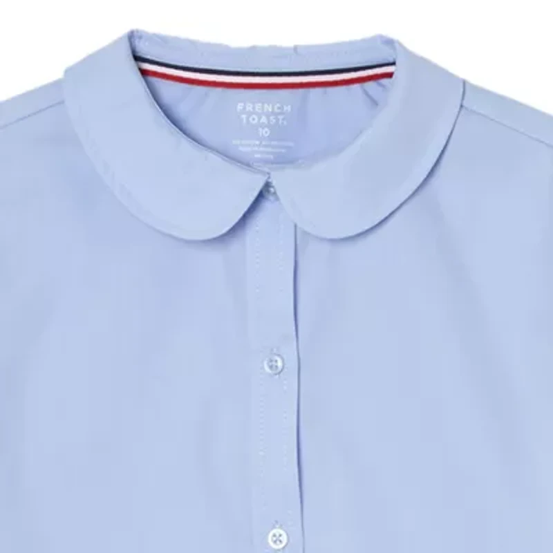 French Toast Little & Big Kid Girls Short Sleeve Fitted Regular Fit Button-Down Shirt