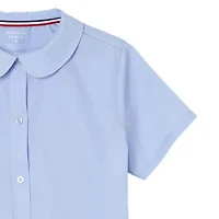French Toast Little & Big Kid Girls Short Sleeve Fitted Regular Fit Button-Down Shirt