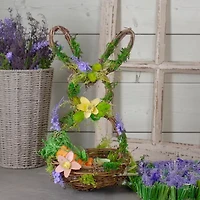 Northlight 14.5in Brown And Green Bunny Shaped Basket Easter Tabletop Decor